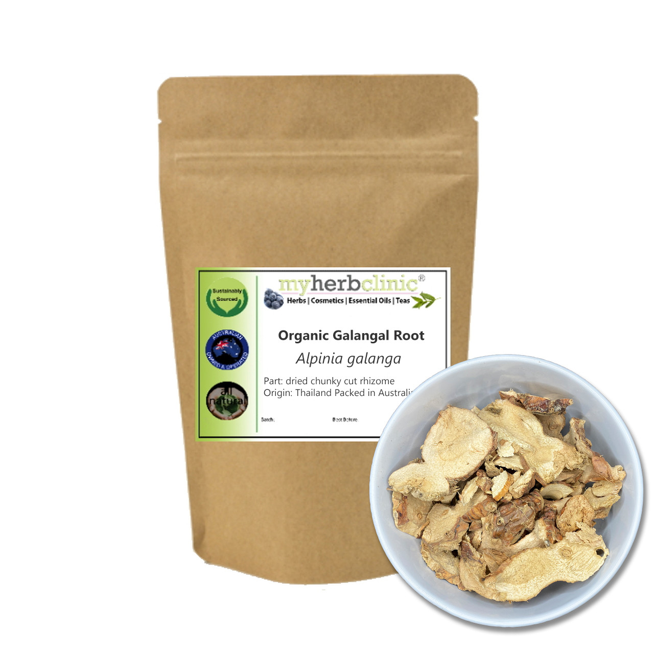 MY HERB CLINIC ® GALANGAL DRIED CHUNKY CUT ROOT RHIZOME ORGANIC- Herbal Tea